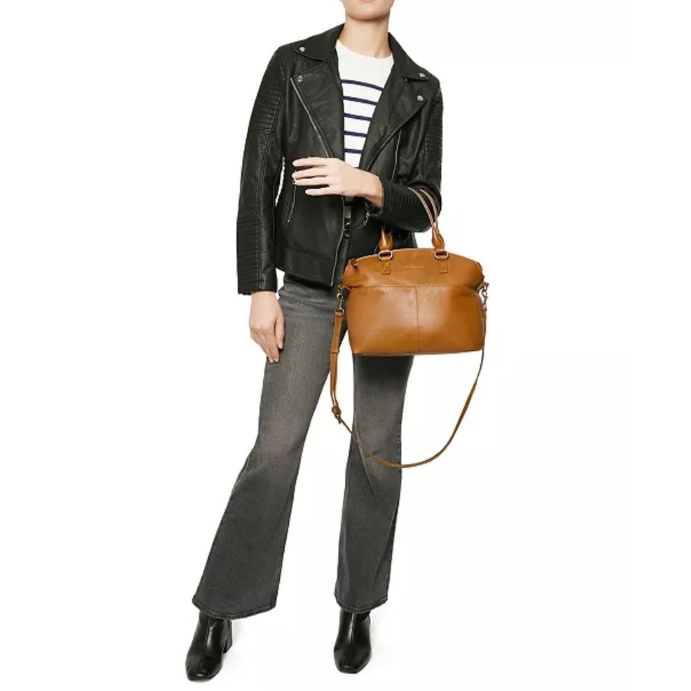 American Leather Co Carrie Dome Leather Satchel Crossbody Bag Medium Handbag